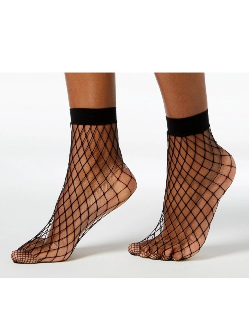 INC International Concepts Women's Fishnet Ankle Socks, Black, One Size